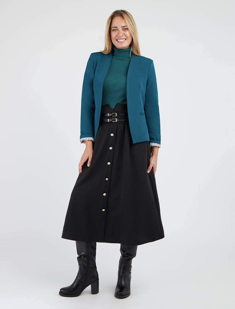 Veste droite à épaulettes - Bleu canard