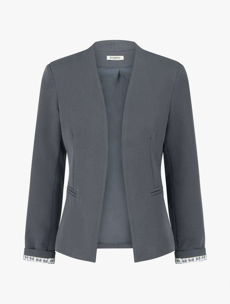 Veste droite à épaulettes - Gris - 1