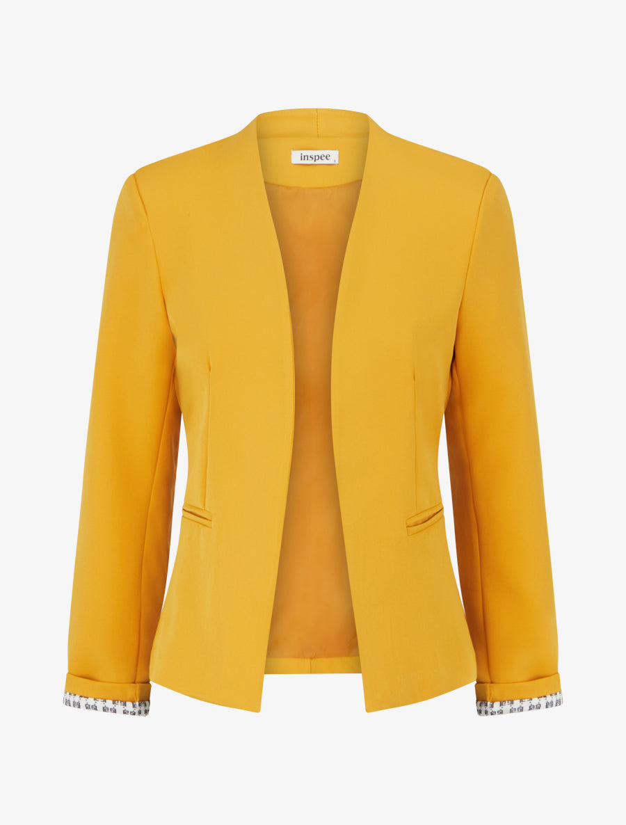 Veste droite à épaulettes - Jaune moutarde - 1