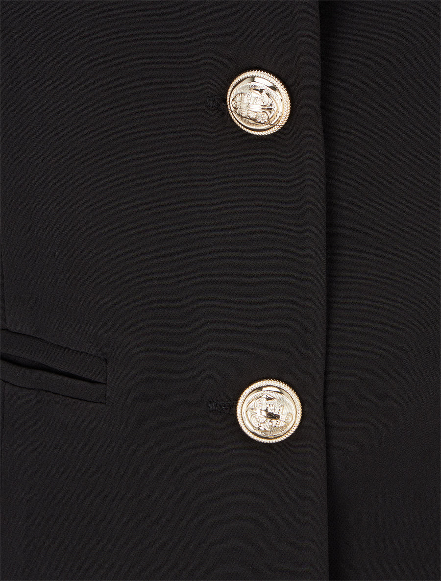 Blazer boutonné à épaulettes - Noir - 3