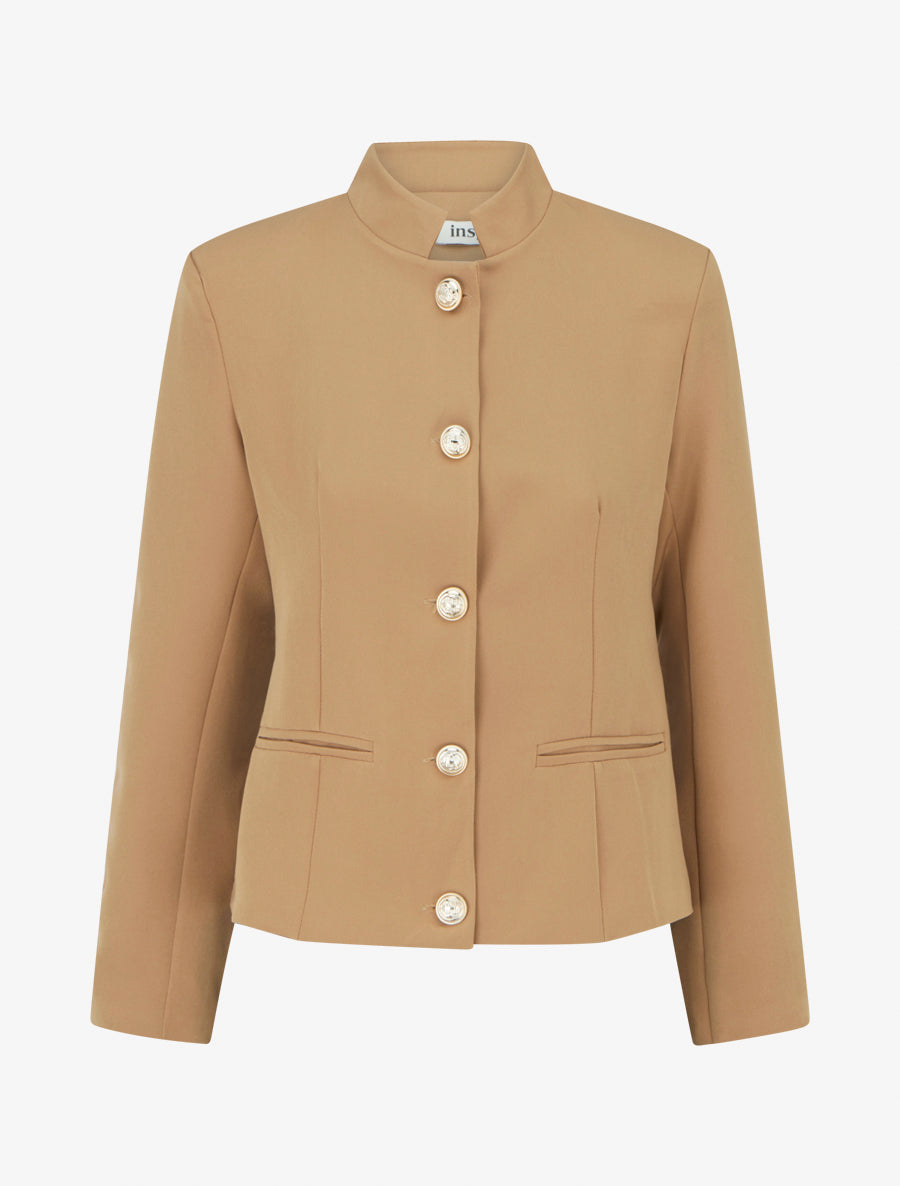 Blazer boutonné à épaulettes - Beige foncé - 1