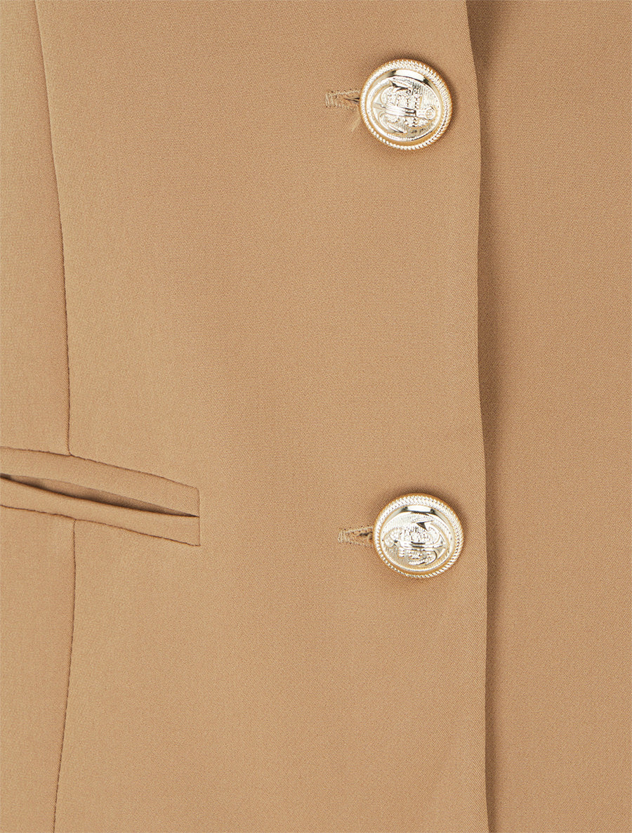 Blazer boutonné à épaulettes - Beige foncé - 3