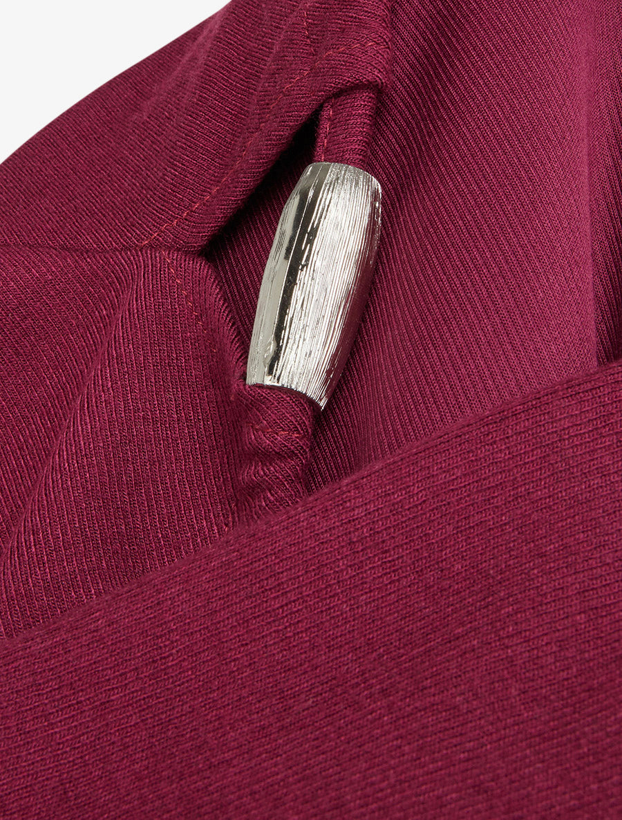 Pull fin uni à empiècement bijoux - Lie de vin - 3