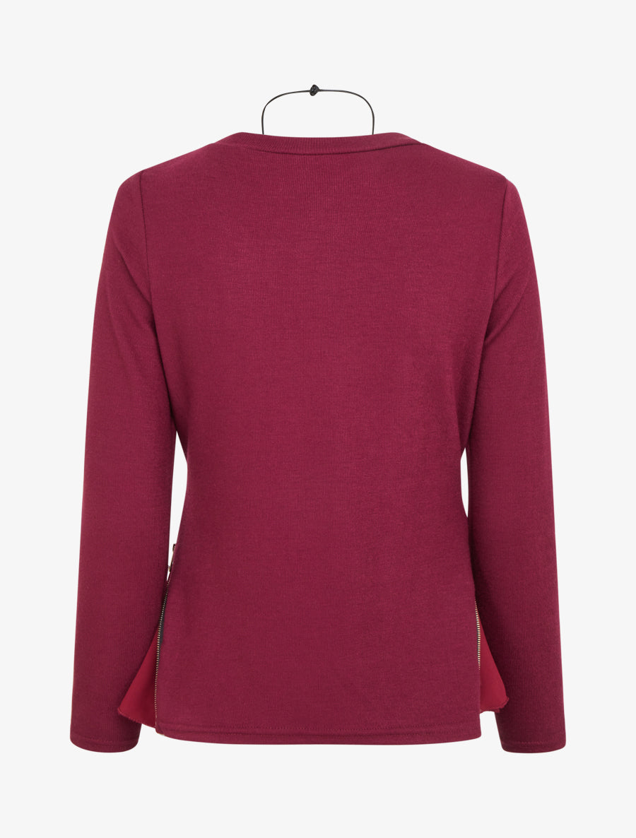 Pull fin zippé sur les côtés - Lie de vin - 2
