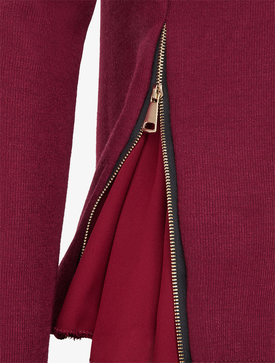 Pull fin zippé sur les côtés - Lie de vin - 3
