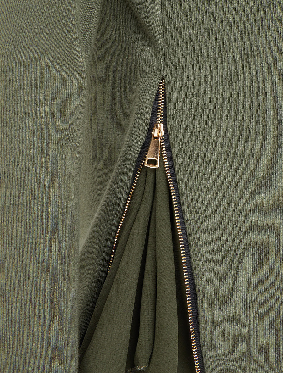 Pull fin zippé sur les côtés - Kaki - 3