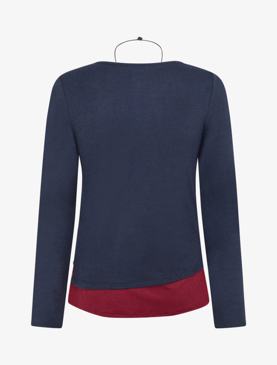 Pull bicolore zippé sur le côté - Marine/bordeaux - 2
