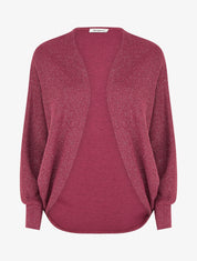 Gilet uni irisé à manches chauves-souris - Prune - 1