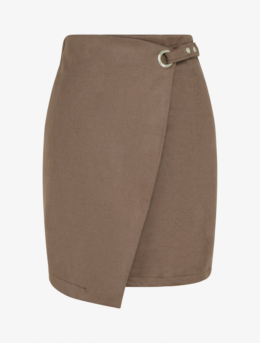 Jupe style portefeuille à oeillet - Marron