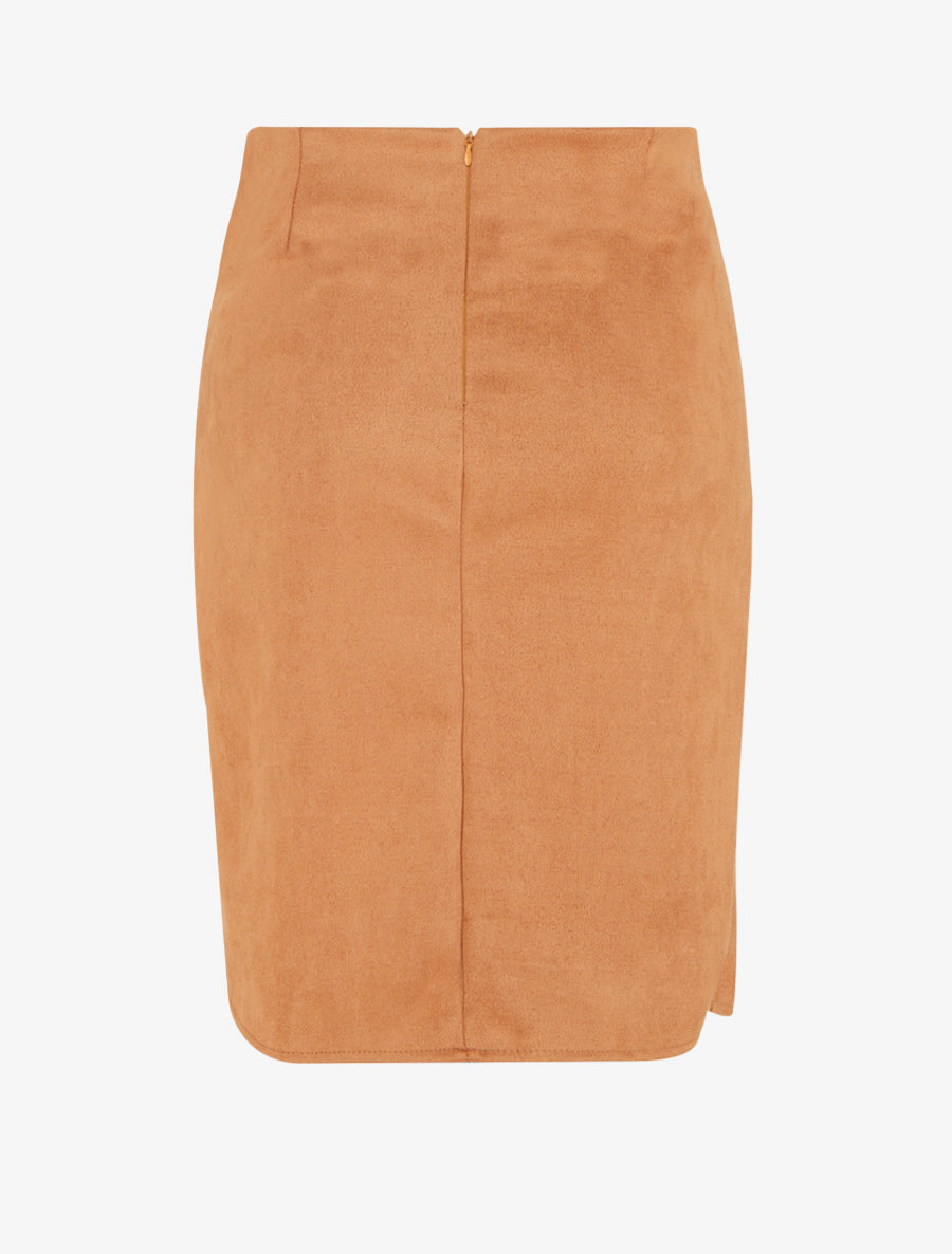 Jupe asymétrique en suédine - Camel - 2