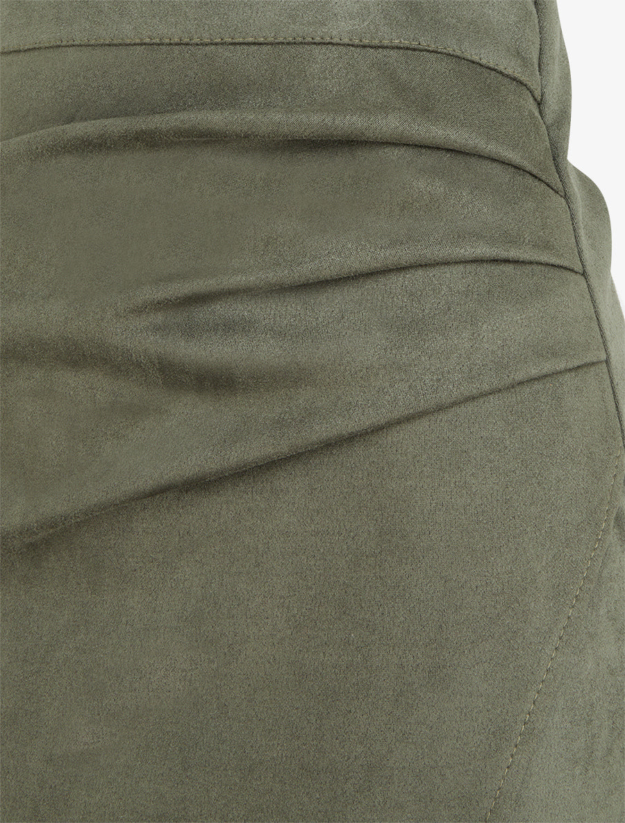 Jupe asymétrique en suédine - Kaki - 3