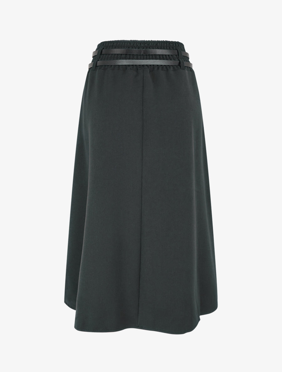 Jupe midi à double ceinture - Noir - 2