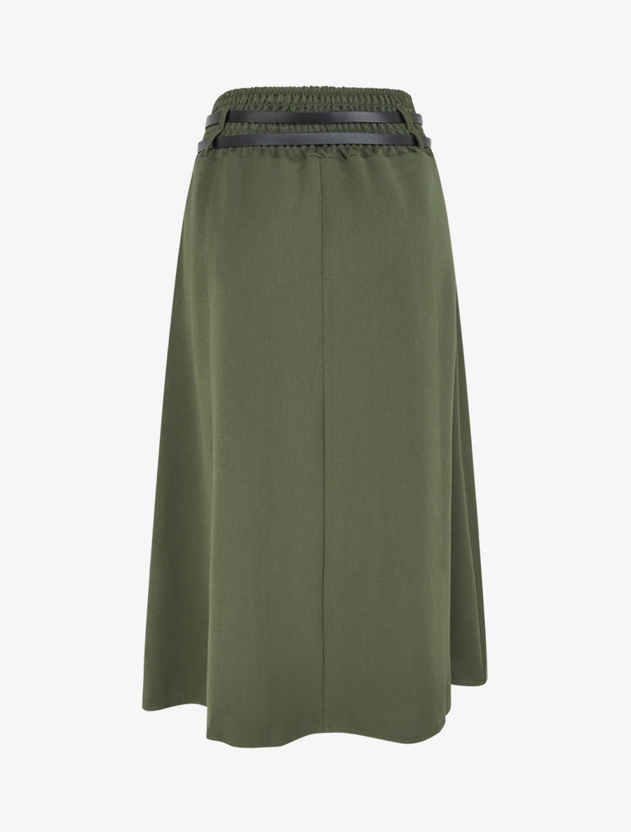 Jupe midi à double ceinture - Kaki - 2
