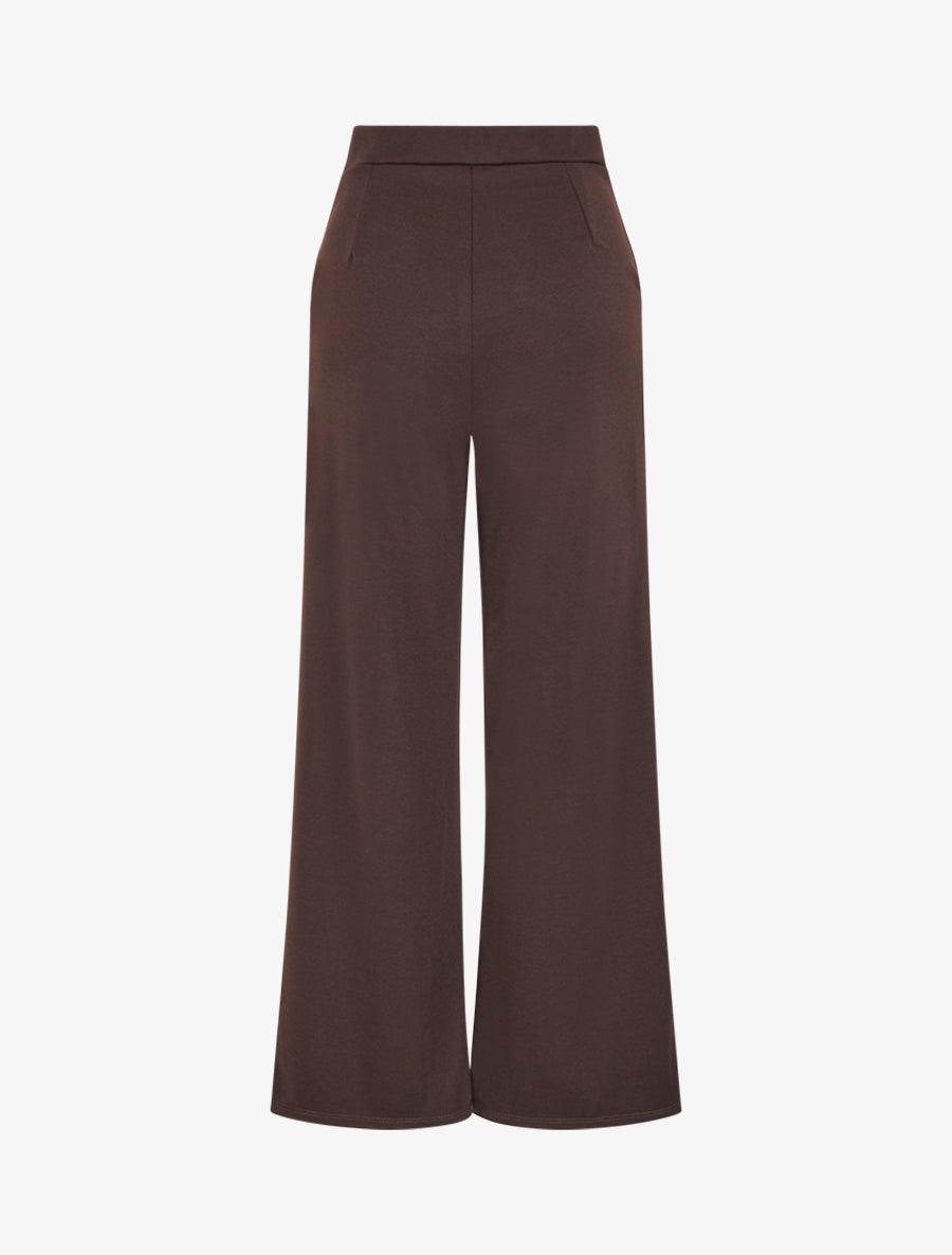 Pantalon taille à pan boutonné - Marron foncé - 2
