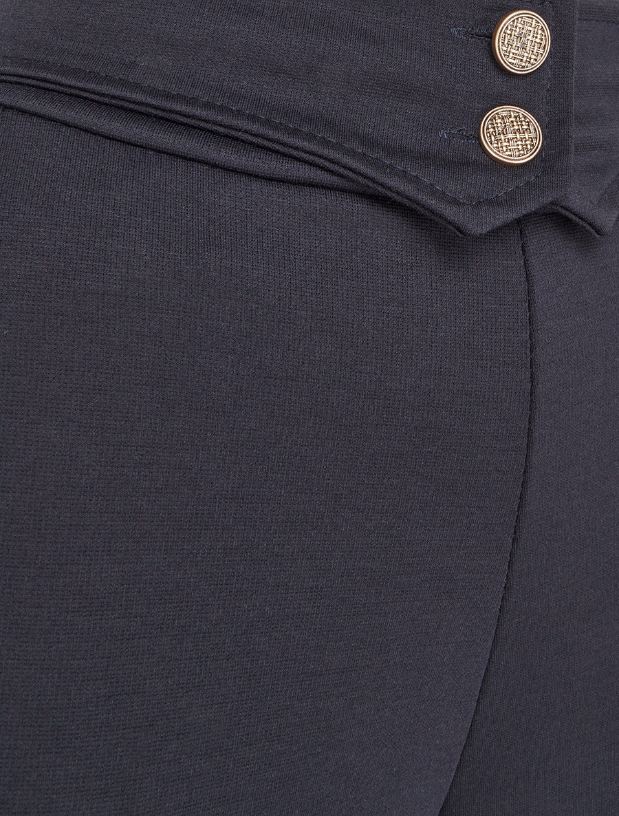 Pantalon taille à pan boutonné - Bleu nuit - 3