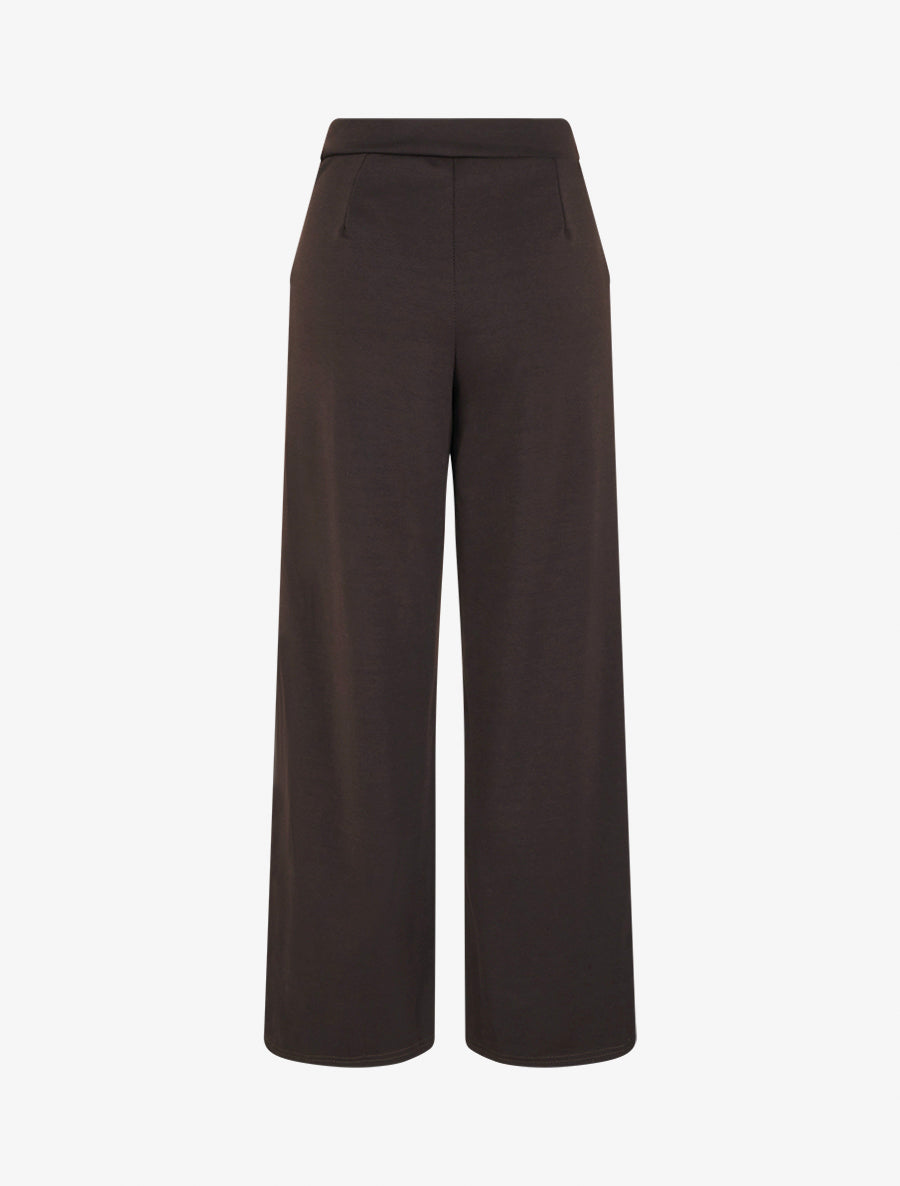Pantalon fluide taille ornée de boutons - Marron foncé - 2