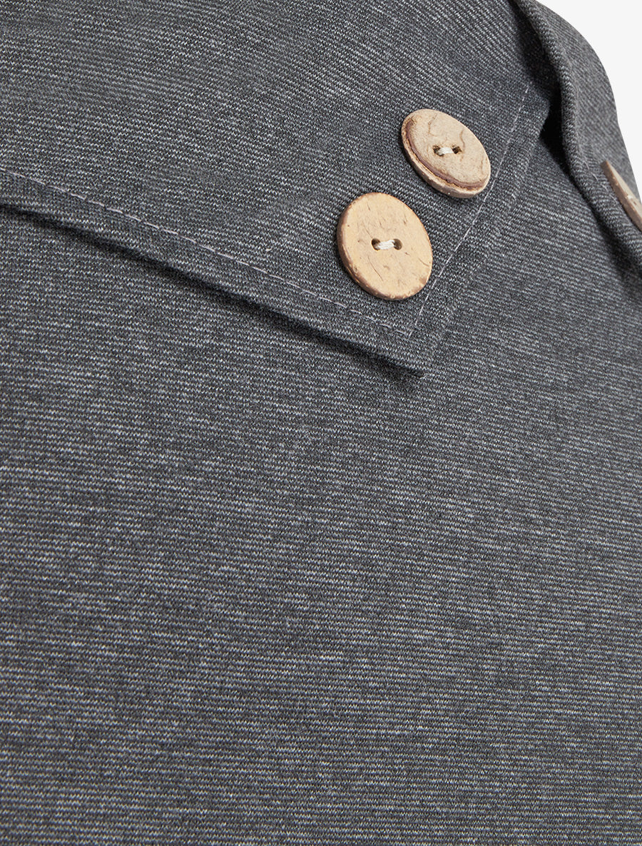 Jupe trapèze à rabats boutonnés - Gris anthracite - 3