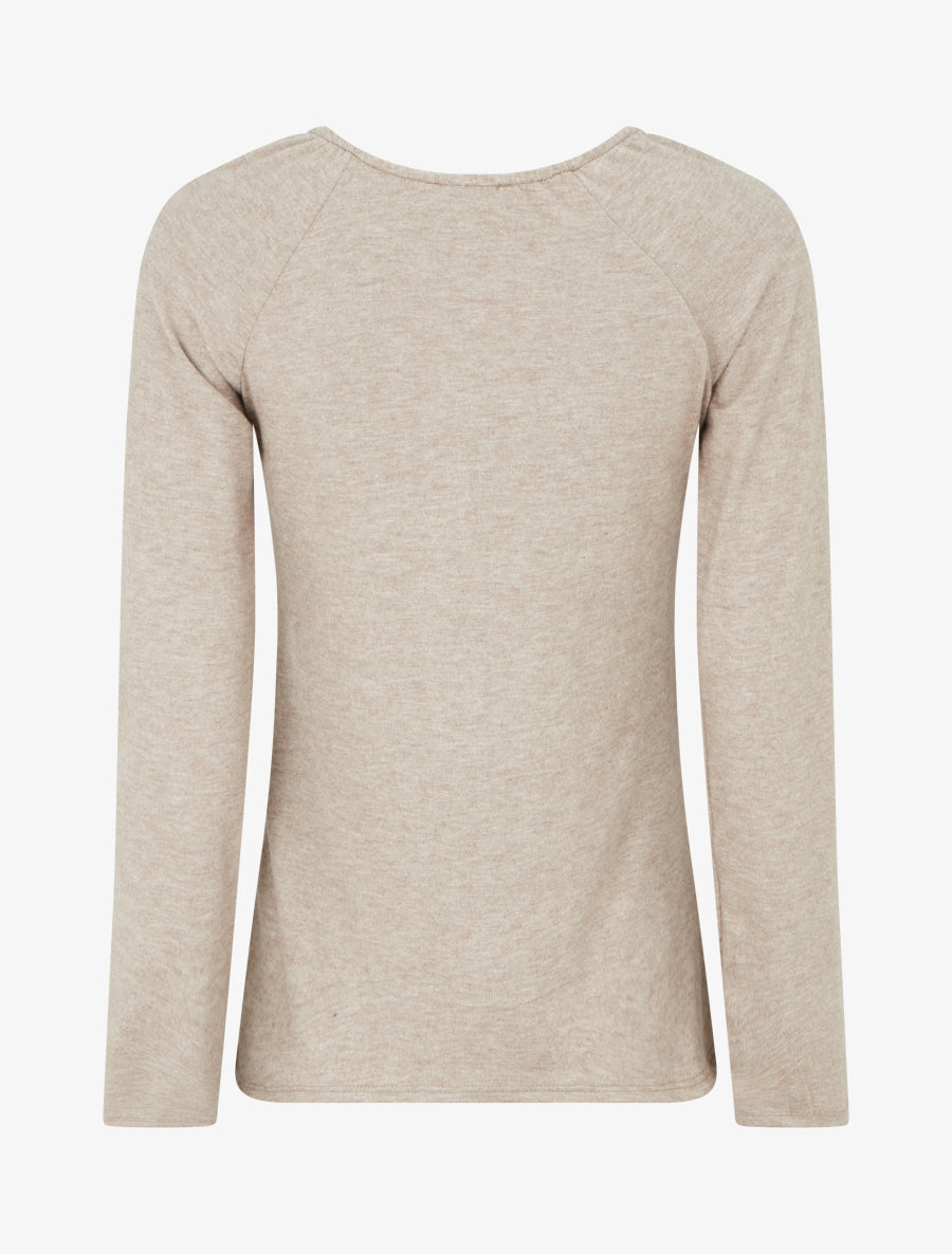Pull fin uni à empiècement bijou - Taupe - 2