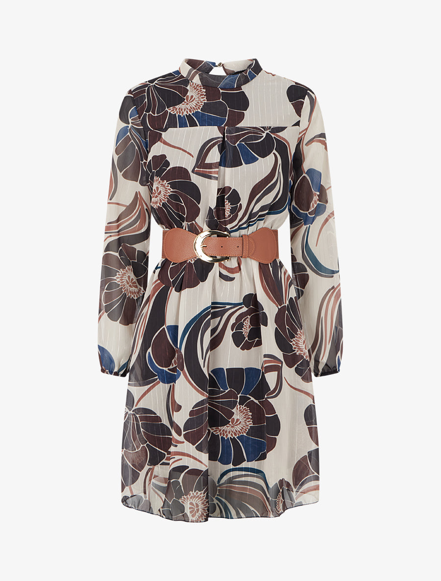 Robe irisée à imprimé floral - Noir - 1