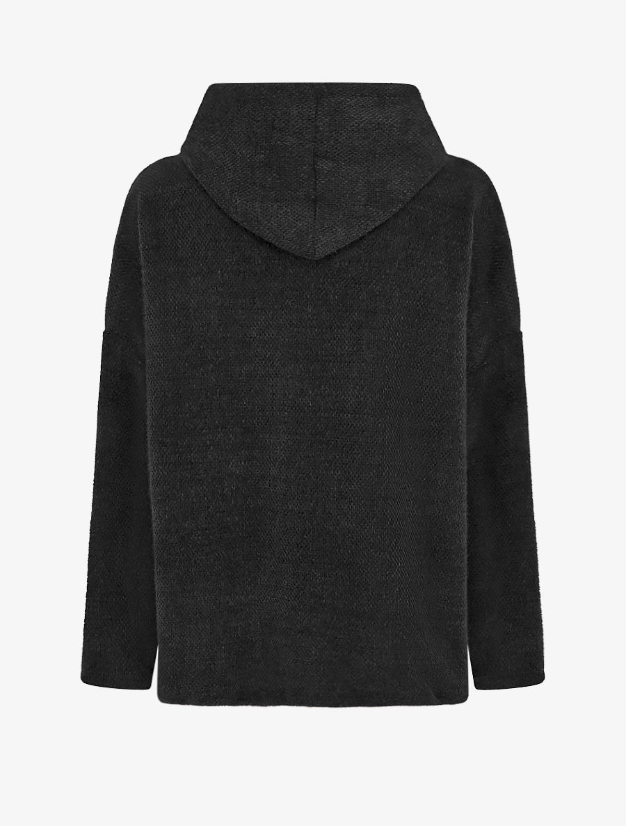 Gilet en maille zippé à capuche - Noir - 2