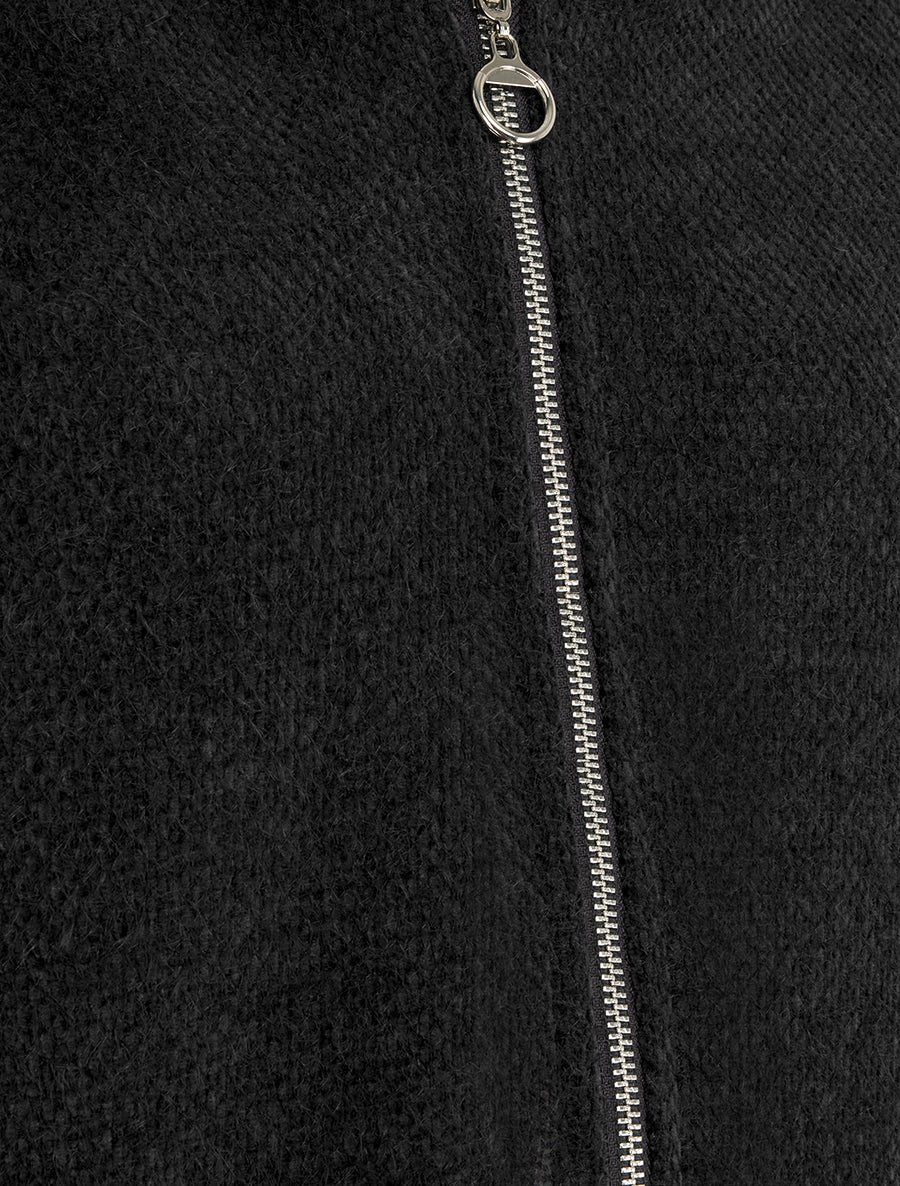 Gilet en maille zippé à capuche - Noir - 3