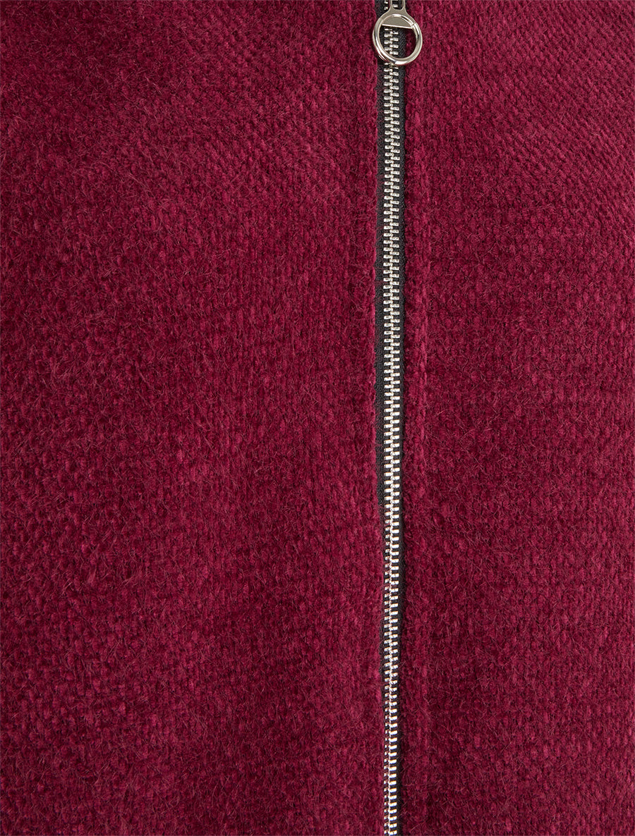 Gilet en maille zippé à capuche - Lie de vin - 3