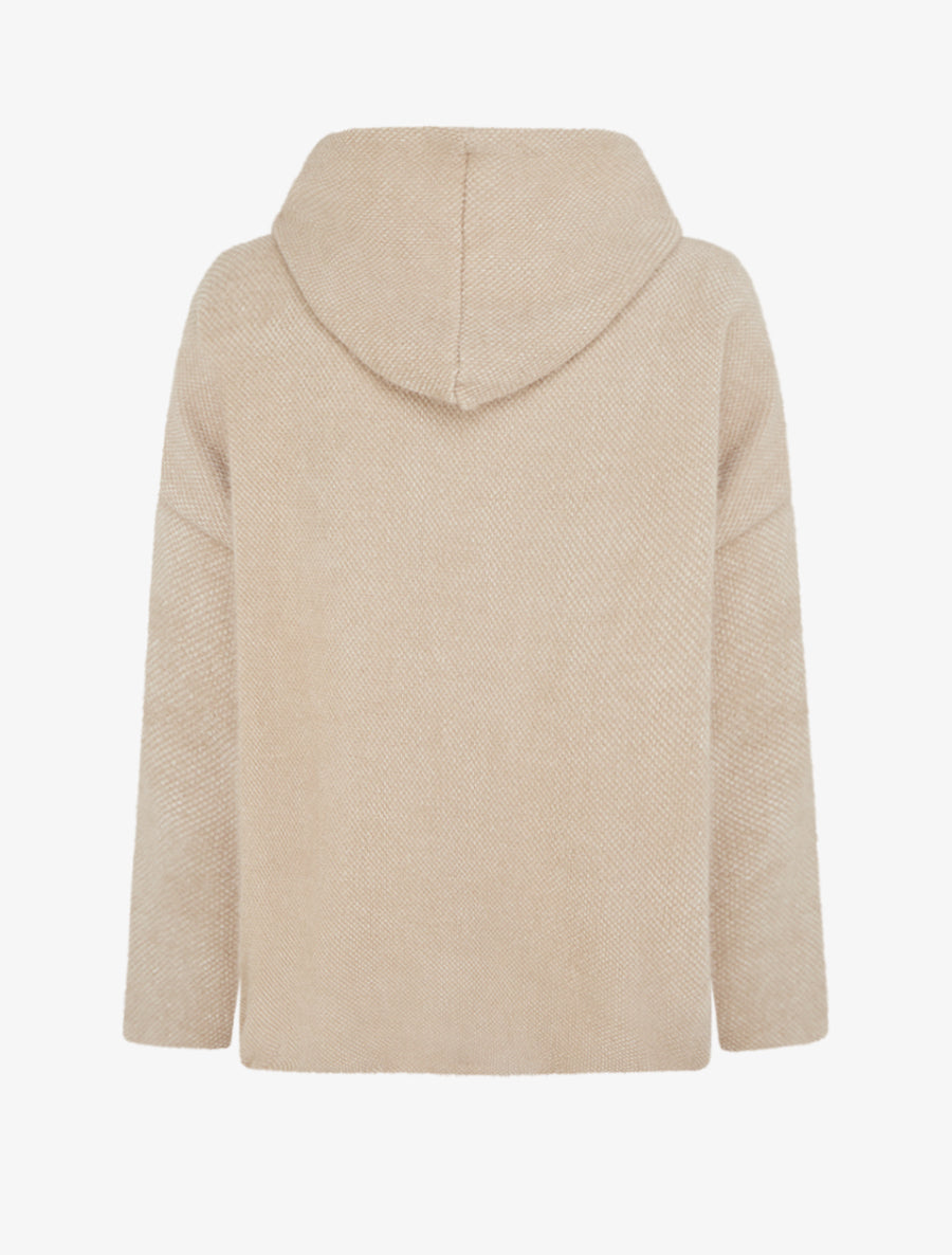 Gilet en maille zippé à capuche - Beige - 2