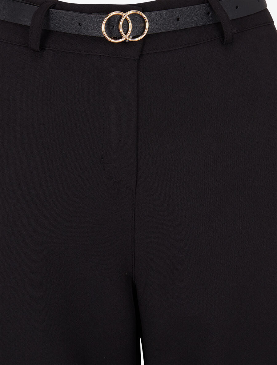 Pantalon de tailleur droit à plis - Noir - 3