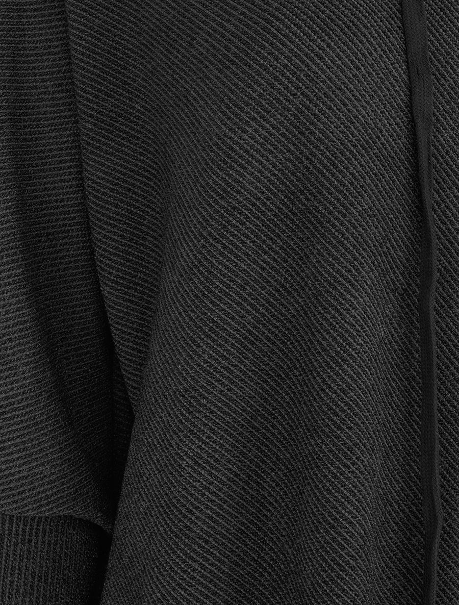 Pull fin asymétrique à capuche - Noir - 3