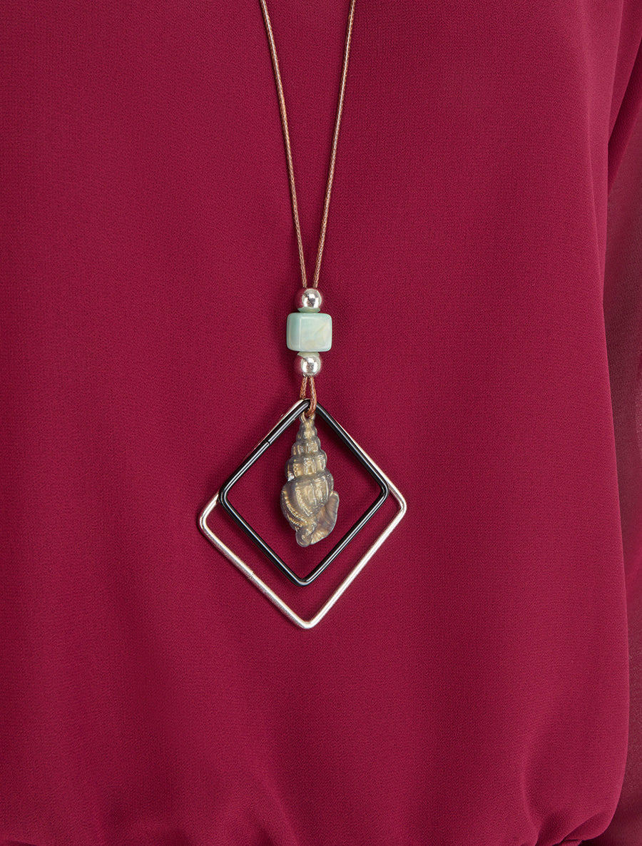 Blouse unie en voile à manches longues - Lie de vin - 3