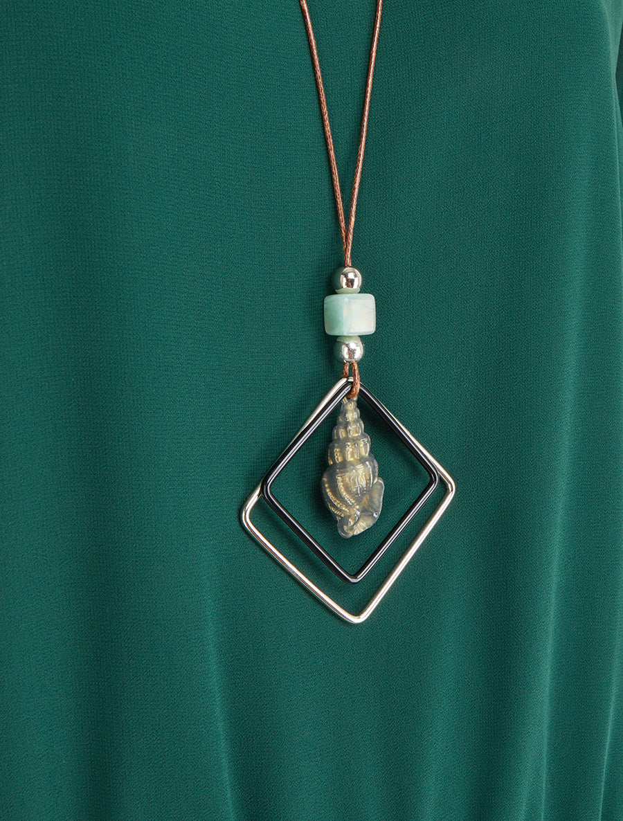 Blouse unie en voile à manches longues - Vert sapin - 3