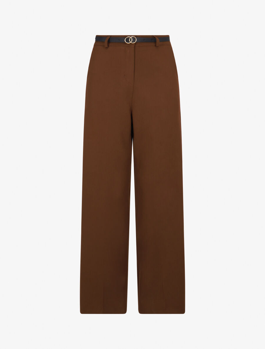 Pantalon de tailleur droit à plis - Marron - 1