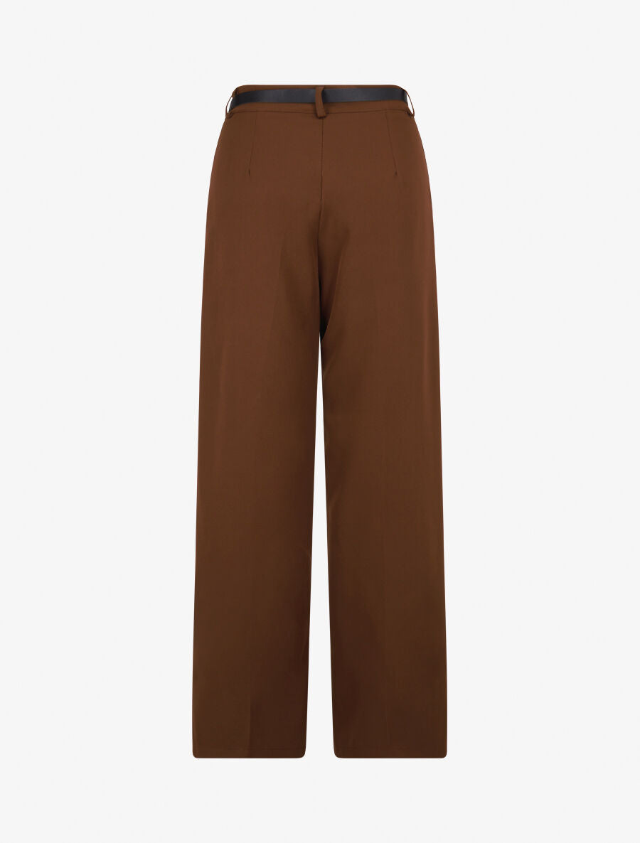 Pantalon de tailleur droit à plis - Marron - 2