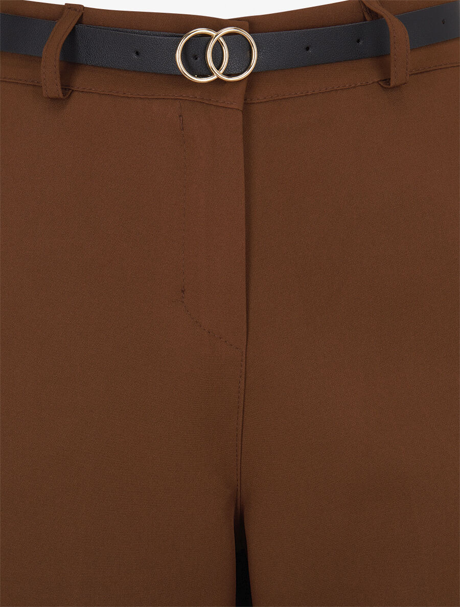 Pantalon de tailleur droit à plis - Marron - 3