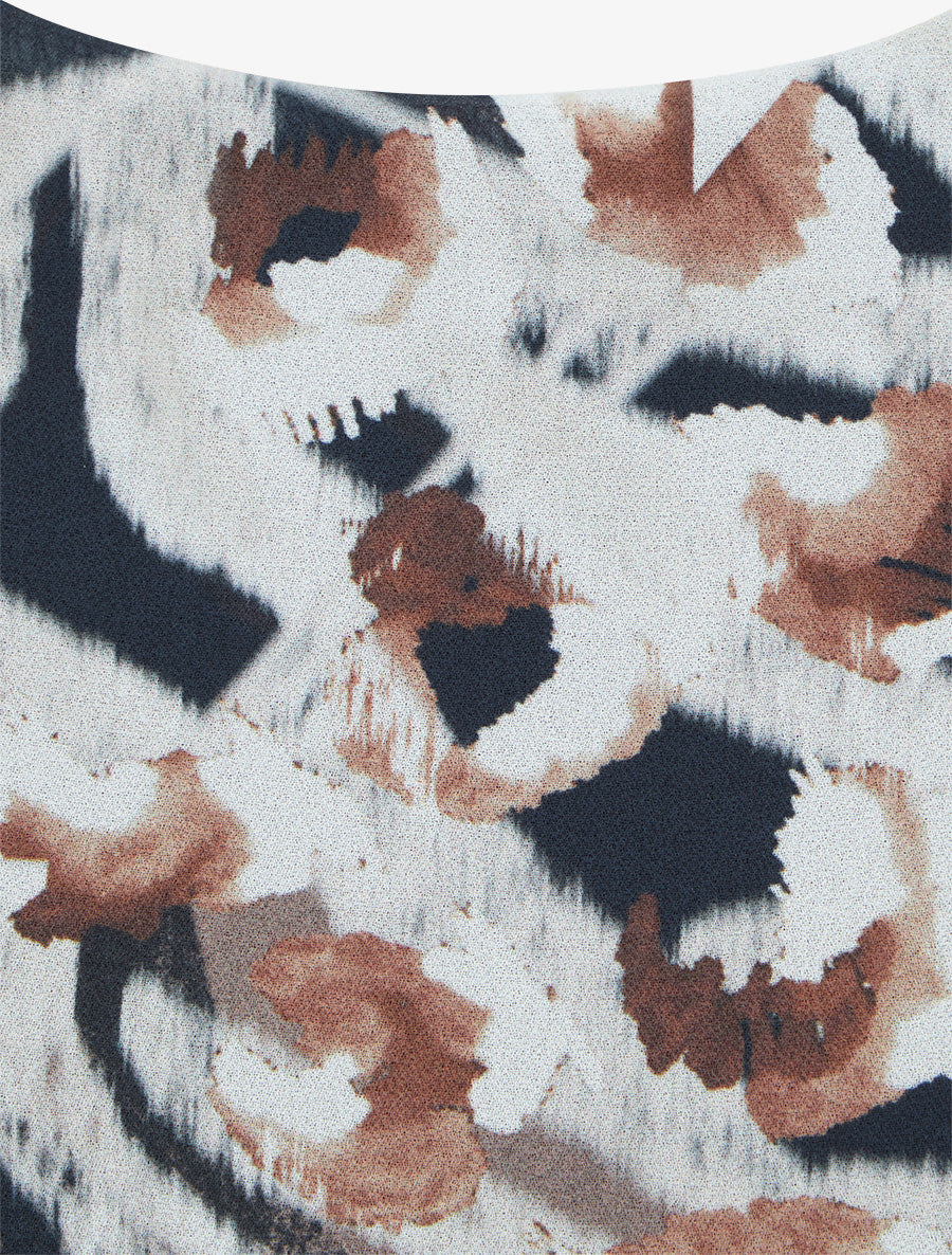 Blouse en voile imprimé animal - Noir - 3