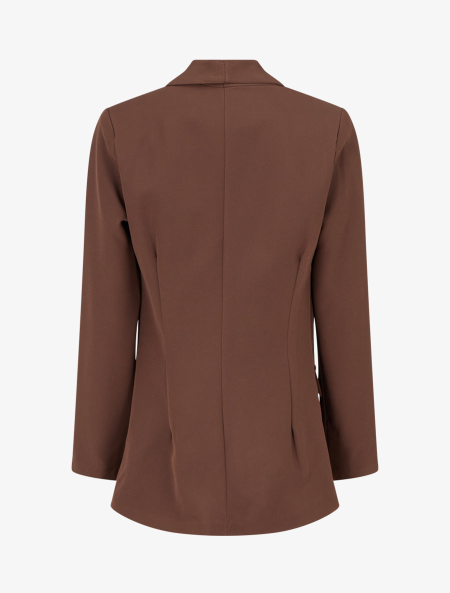 Blazer uni à poches décoratives - Marron - 2