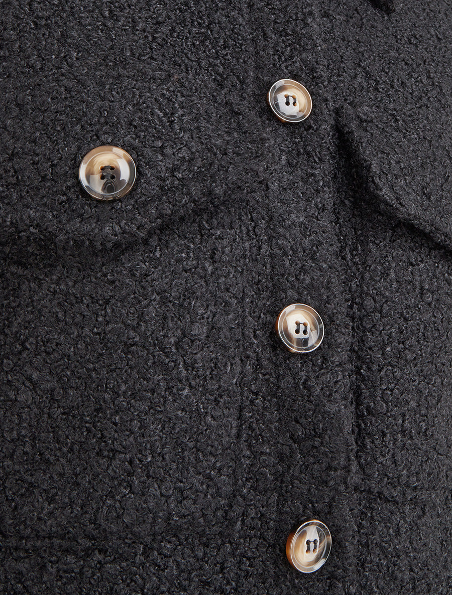 Manteau court effet laine bouclée - Noir - 3
