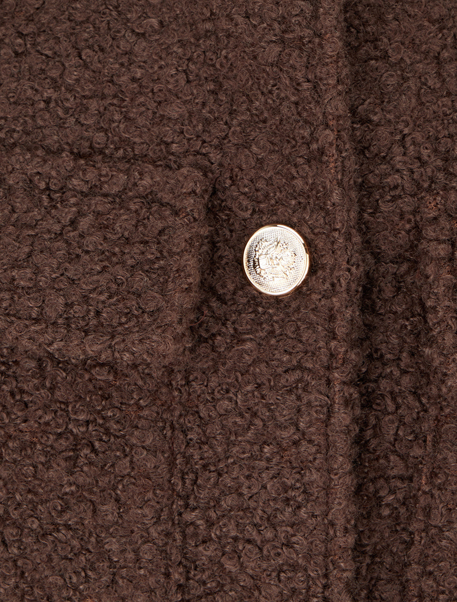 Manteau court effet laine bouclée - Marron