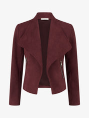 Veste en suédine à poches décoratives zippées - Prune - 1