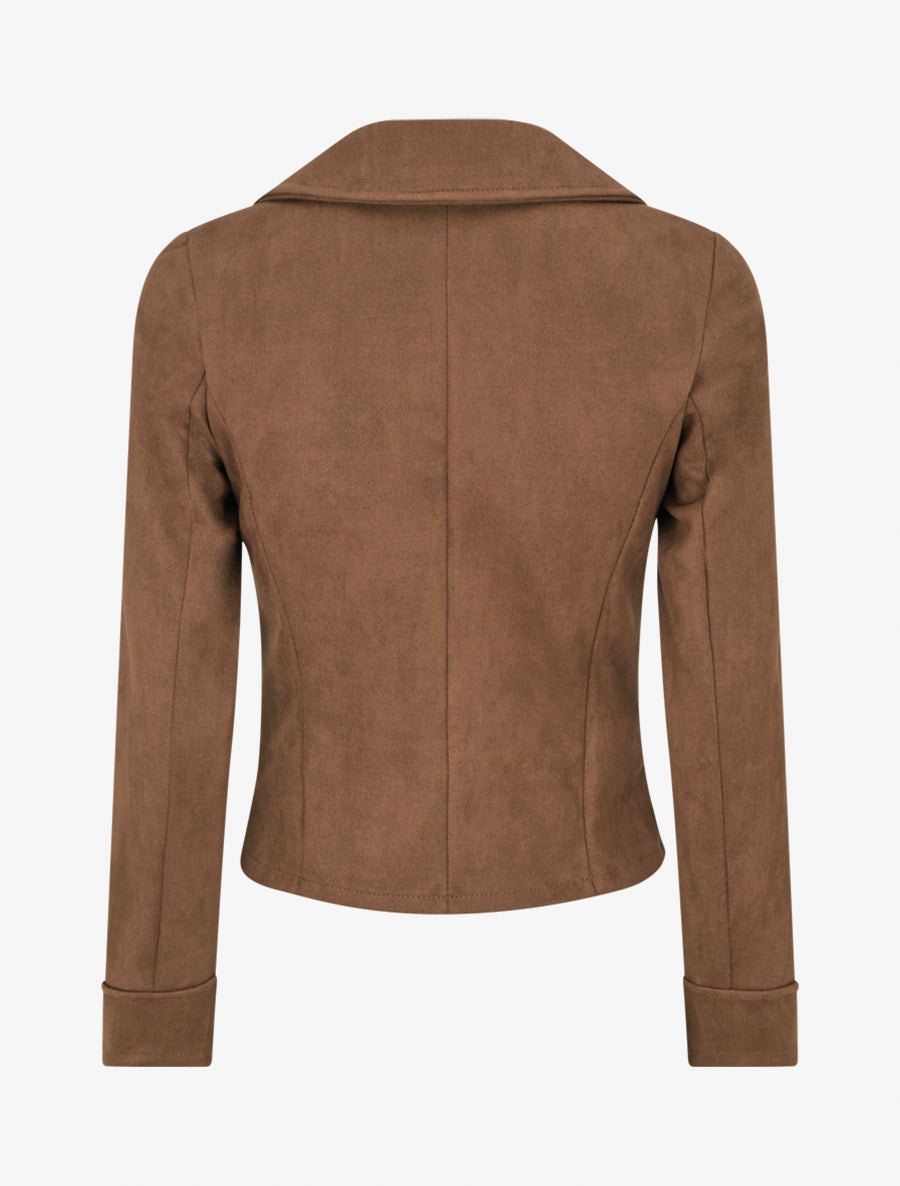 Veste en suédine à fermeture zippée - Marron