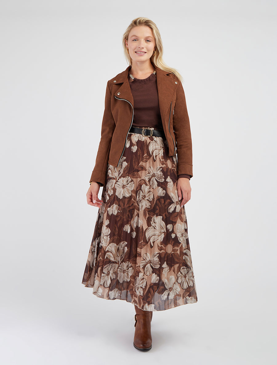 Veste en suédine à fermeture zippée - Marron - 8