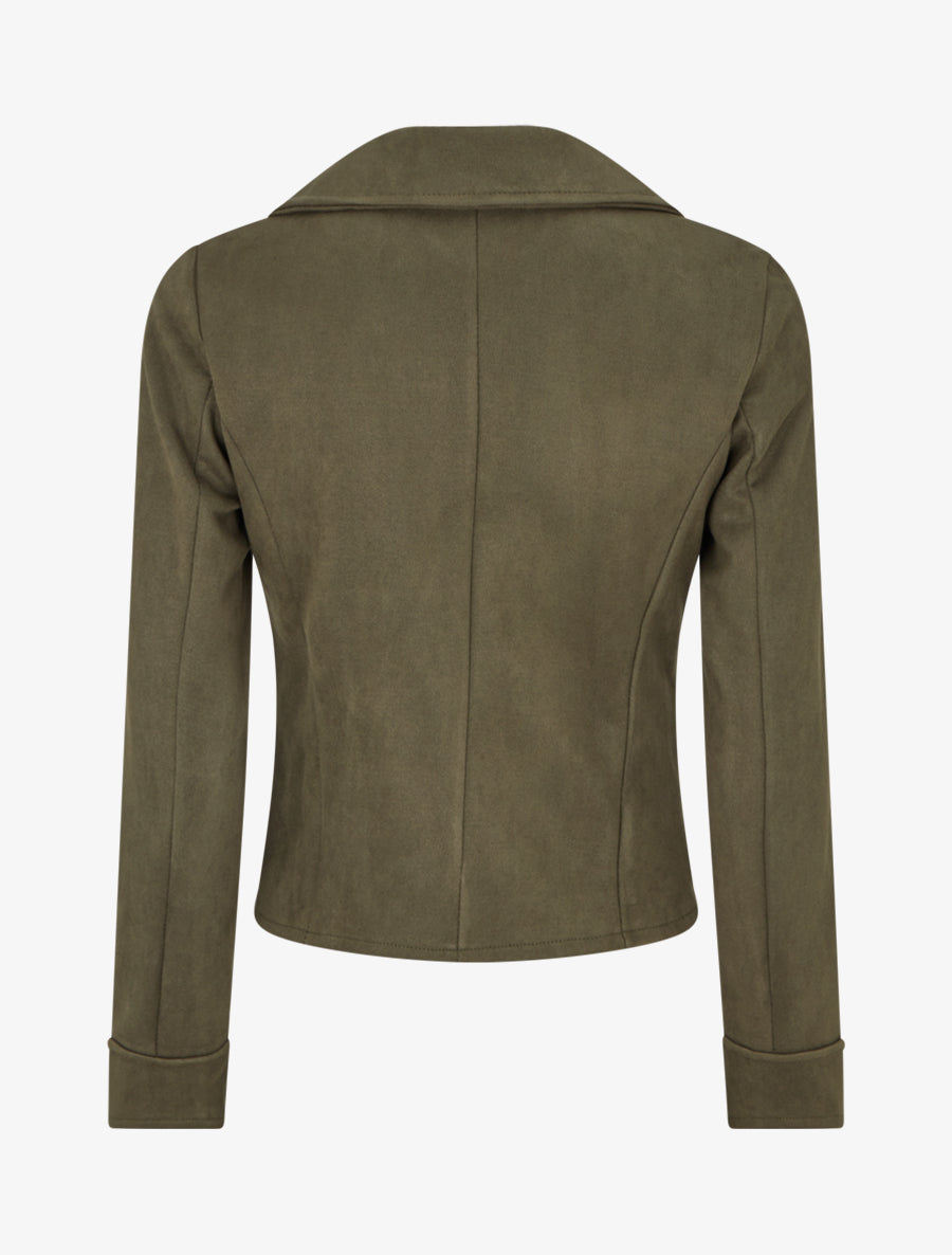 Veste en suédine à fermeture zippée - Kaki - 2