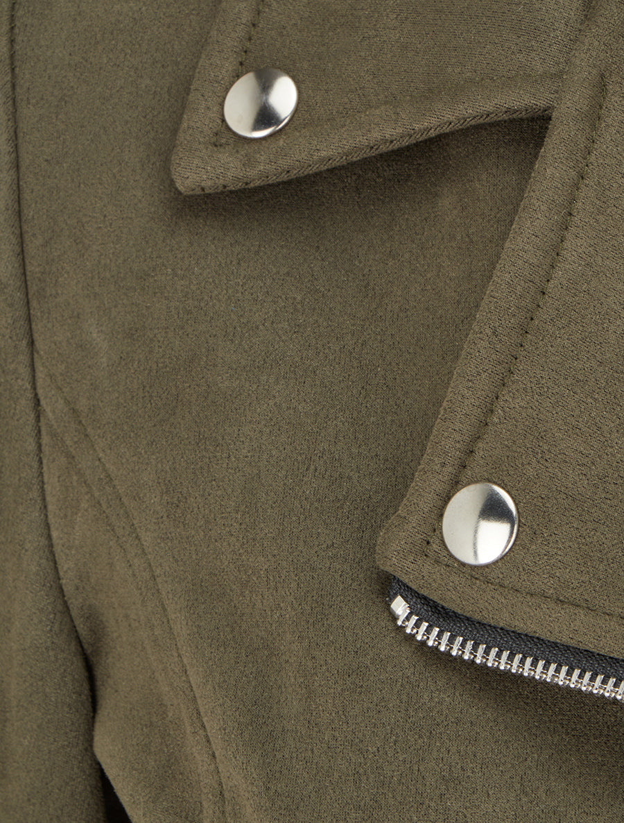 Veste en suédine à fermeture zippée - Kaki - 3