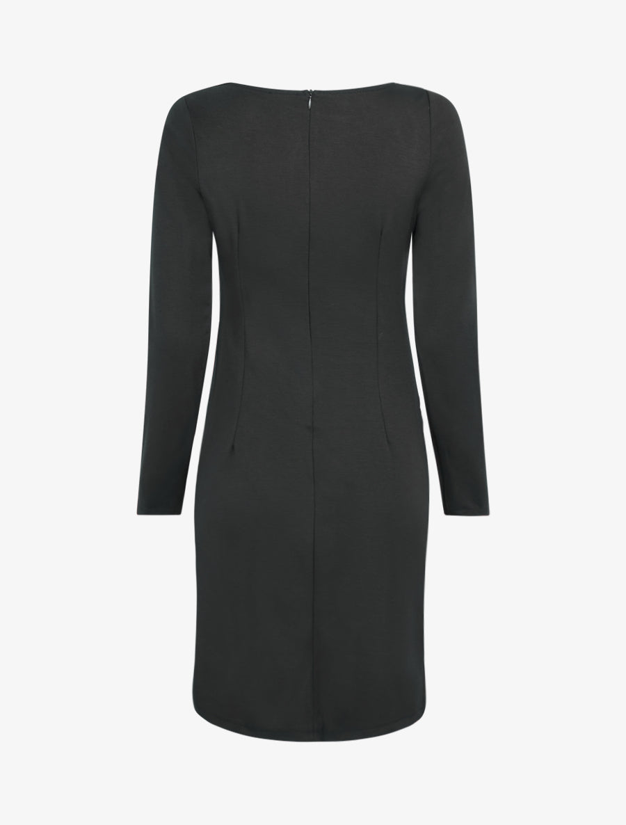 Robe droite à col bateau bijou - Noir - 2