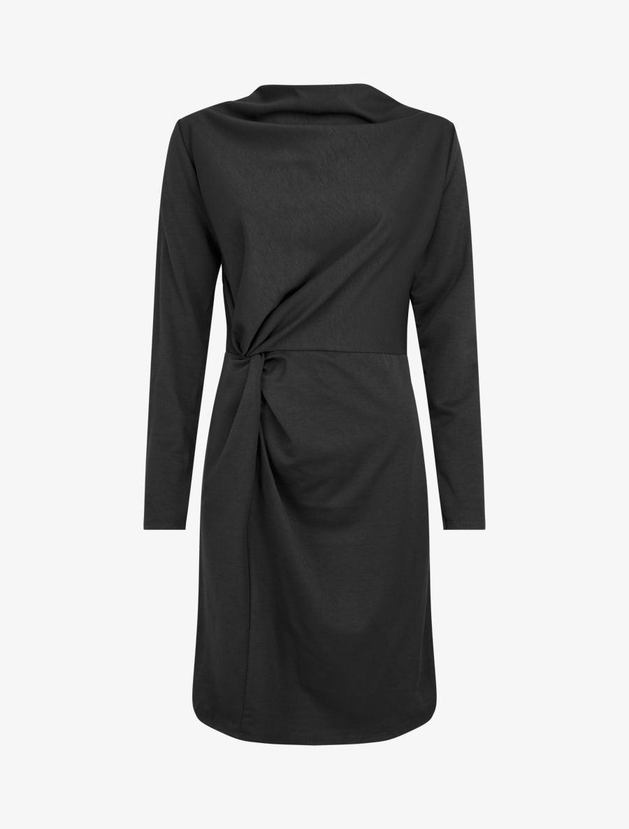 Robe droite effet torsadé à manches longues - Noir - 1