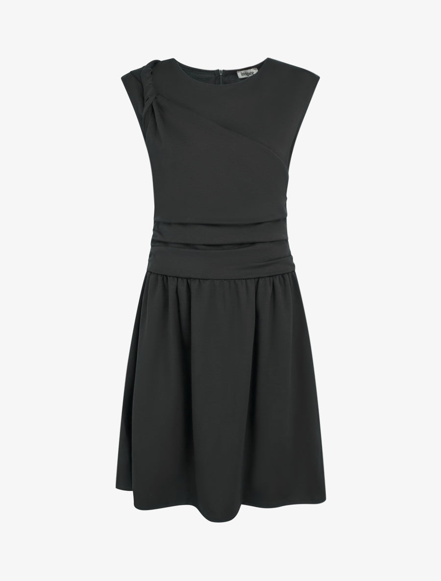 Robe evasée à empiècement torsadé - Noir - 1