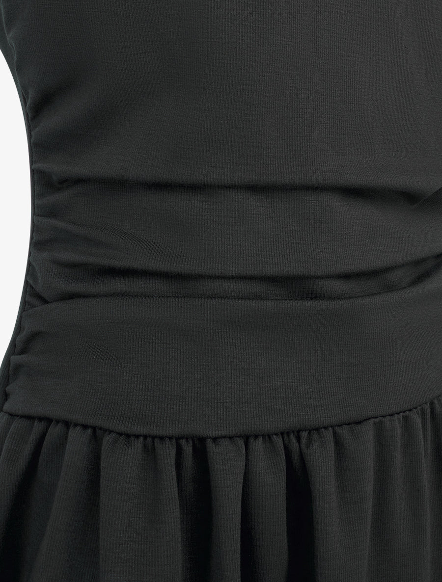 Robe evasée à empiècement torsadé - Noir - 3