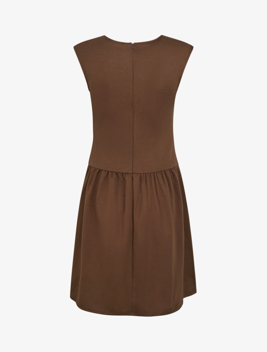 Robe evasée à empiècement torsadé - Marron - 2