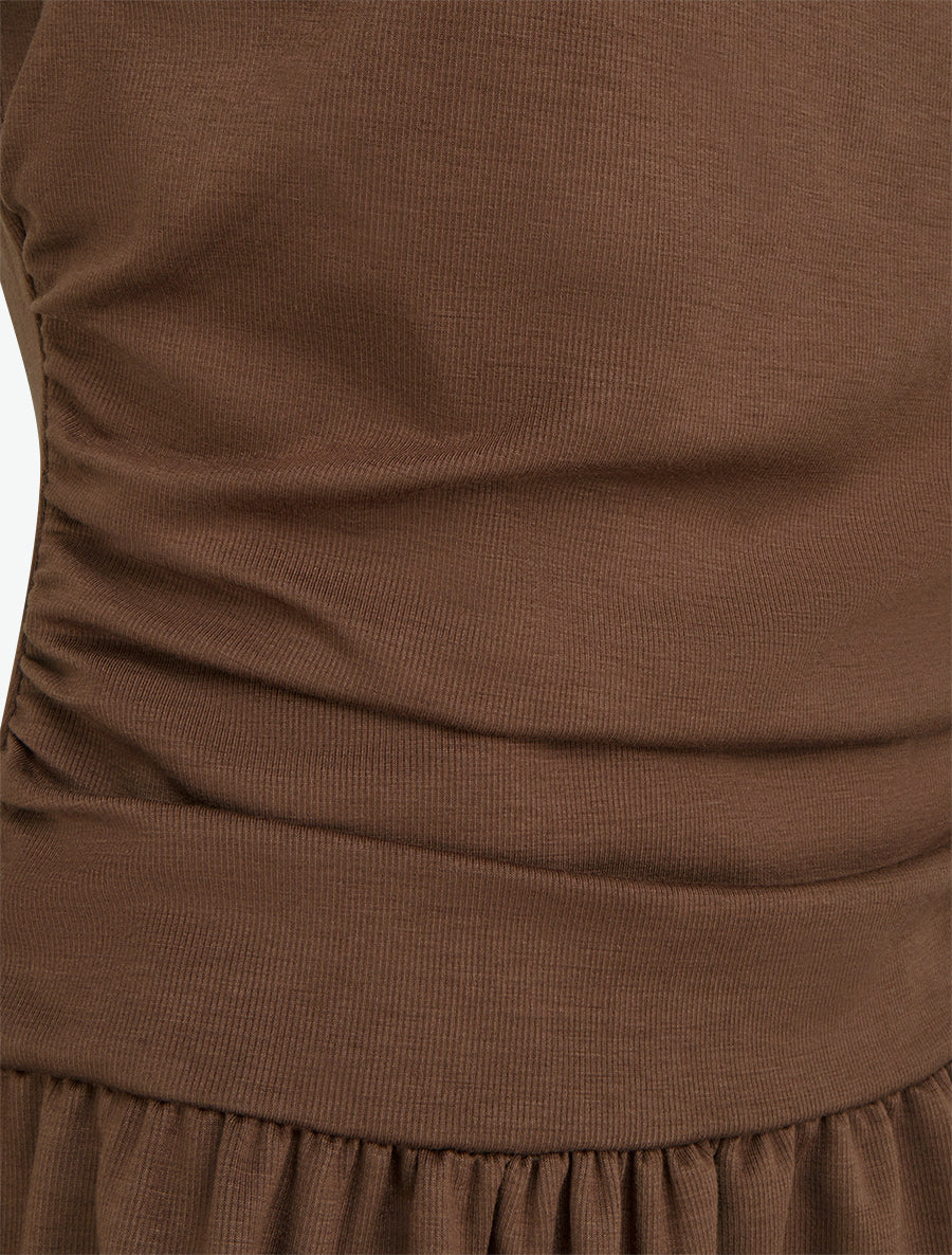 Robe evasée à empiècement torsadé - Marron - 3