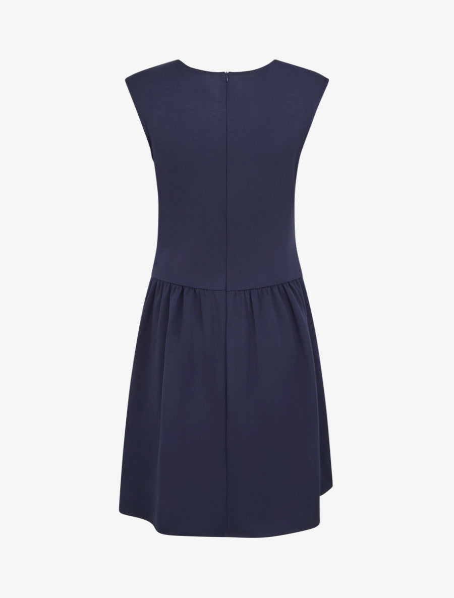Robe evasée à empiècement torsadé - Marine - 2